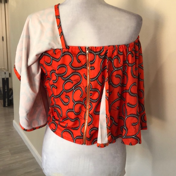 Fits 6-8-10 Orange draped crop top - Picture 3 of 7